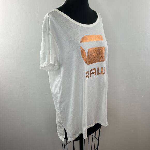 G-STAR RAW White Short Sleeve Foil Graphic Logo Short Sleeve T-Shirt XXL NEW - Picture 3 of 11